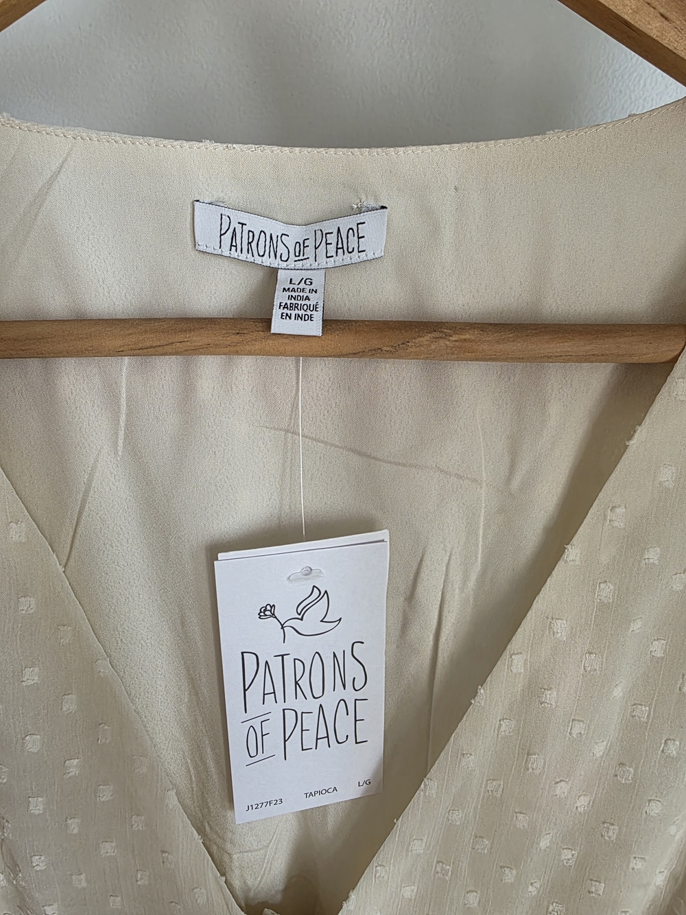 NWT Patrons of Peace Cream Long Sleeve Swiss Dot Maxi Dress - Picture 2 of 6